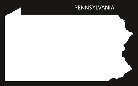 Pennsylvania USA Map black inverted silhouetteのイラスト素材