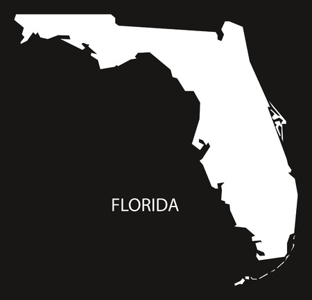 Florida USA Map black inverted silhouetteのイラスト素材