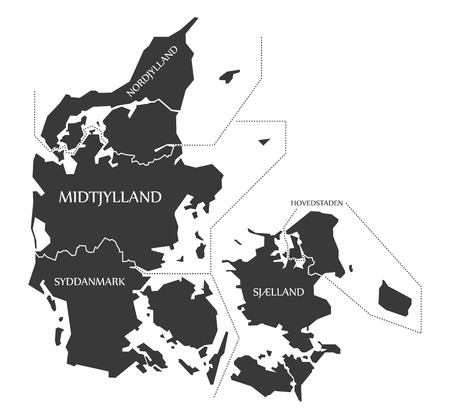 Denmark Map labelled black illustrationのイラスト素材