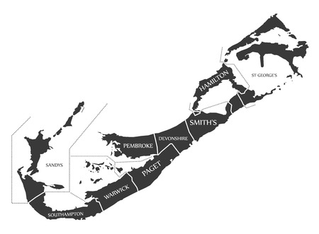 Bermuda Map labelled black illustrationのイラスト素材
