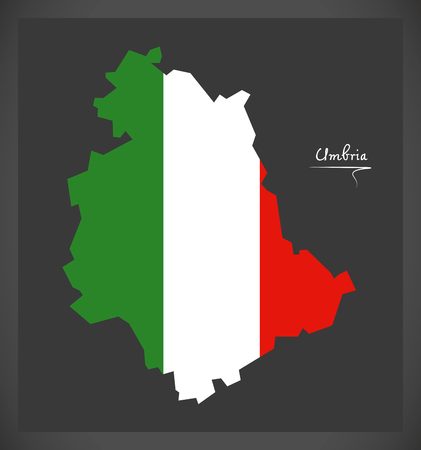 Umbria map with Italian national flag illustrationのイラスト素材