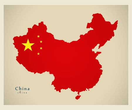 Modern Map - China with national flag CN illustrationのイラスト素材