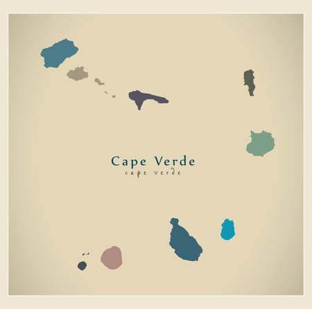 Modern Map - Cape Verde colored CVのイラスト素材