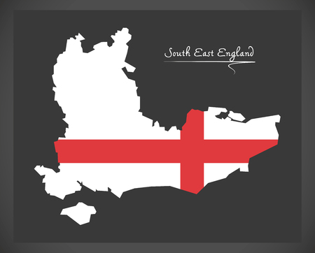 South East England map with flag of England illustrationのイラスト素材