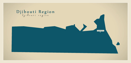 Modern Map - Djibouti Region DJ illustration silhouetteのイラスト素材