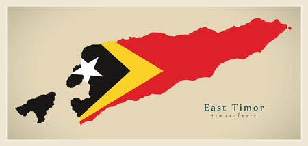 Modern Map - East Timor flag colored TL illustrationのイラスト素材