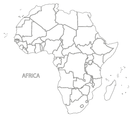 Africa outline silhouette map with countriesのイラスト素材