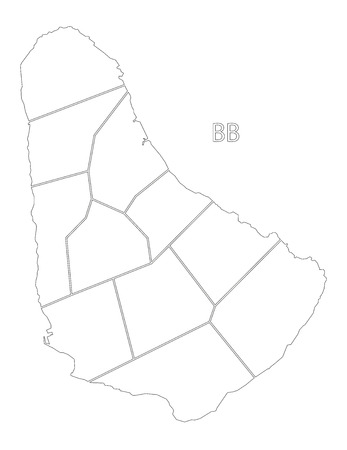 Barbados outline silhouette map illustration with regionsのイラスト素材