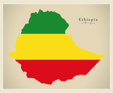 Modern Map - Ethiopia flag colored ETのイラスト素材