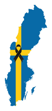 Sweden condolence map - black ribbon with Russian flagのイラスト素材