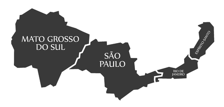 Mato Grosso do sul - Sao Paulo - Rio de Janeiro - Espirito Santo Map Brazil illustrationのイラスト素材
