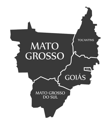 Mato Grosso - Tocantins - Distrito Federal - Goias - Mato Grosso Do Sul Map Brazil illustrationのイラスト素材