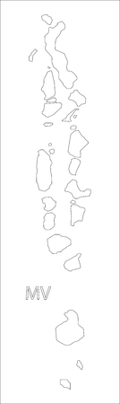 Maldives outline silhouette map illustrationのイラスト素材