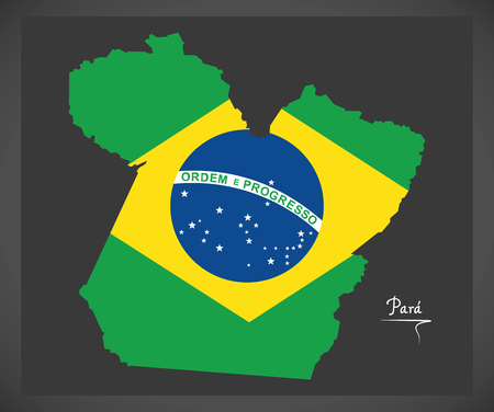 Para map with Brazilian national flag illustrationのイラスト素材