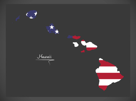 Hawaii map with American national flag illustrationのイラスト素材