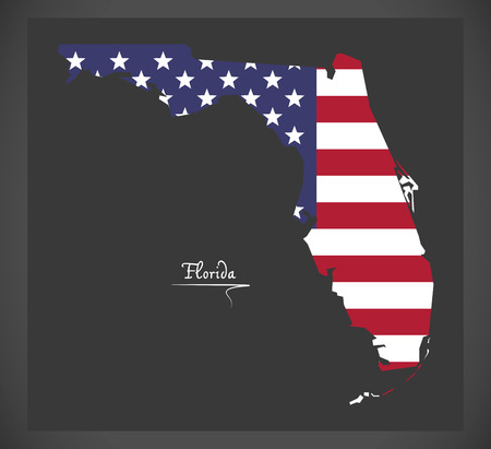 Florida map with American national flag illustrationのイラスト素材