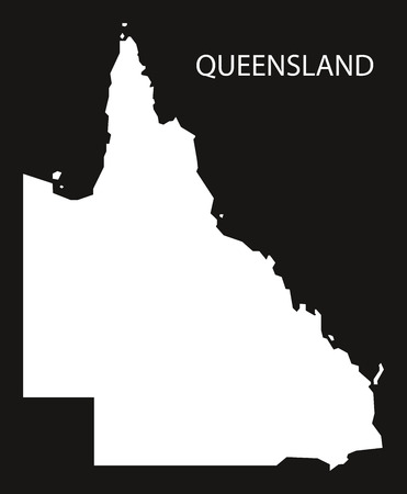 Queensland Australia map black inverted silhouette illustrationのイラスト素材
