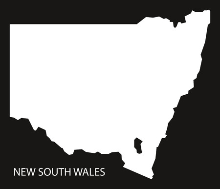 New South Wales Australia map black inverted silhouette illustrationのイラスト素材