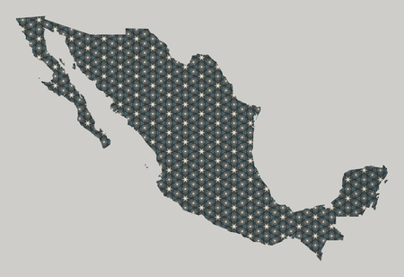 Mexico map with stars and ornamentsの写真素材
