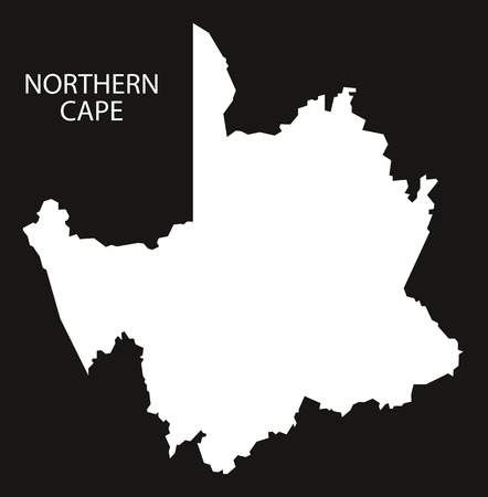 Northern Cape of South Africa map black inverted silhouette illustrationのイラスト素材