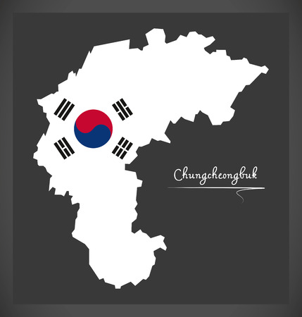 Chungcheongbuk map with South Korean national flag illustrationのイラスト素材