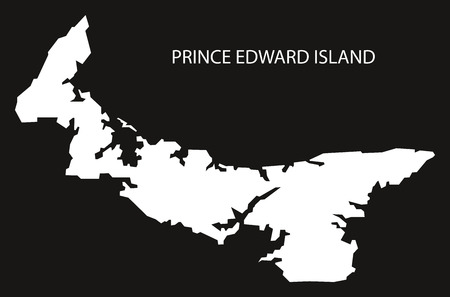 Prince Edward Island Canada map black inverted silhouette illustration shapeのイラスト素材