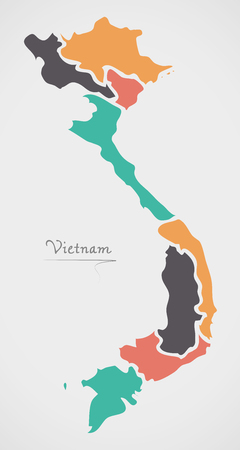 Vietnam Map with states and modern round shapesのイラスト素材
