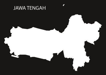 Jawa Tengah Indonesia map black inverted silhouette illustration shapeのイラスト素材