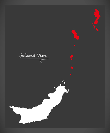 Sulawesi Utara Indonesia map with Indonesian national flag illustrationのイラスト素材