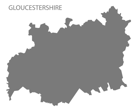 Gloucestershire county map England UK grey illustration silhouette shapeのイラスト素材