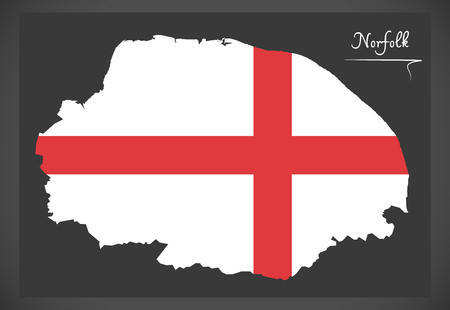 Norfolk map England UK with English national flag illustrationのイラスト素材