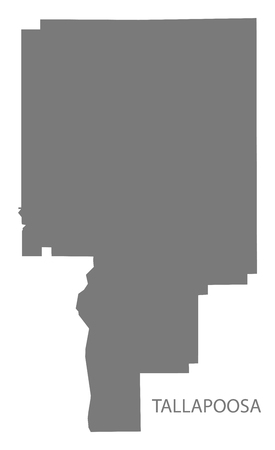 Tallapoosa county map of Alabama USA grey illustration silhouetteのイラスト素材