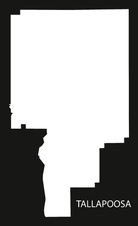 Tallapoosa county map of Alabama USA black inverted illustrationのイラスト素材