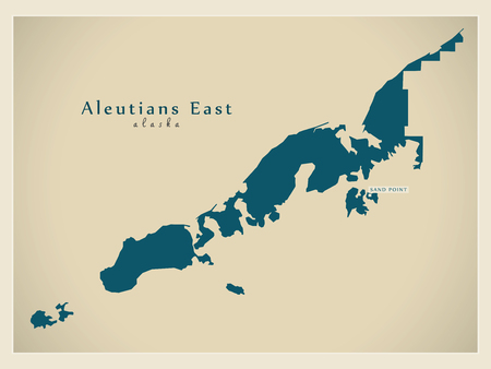 Modern Map - Aleutians East Alaska county USA illustrationのイラスト素材