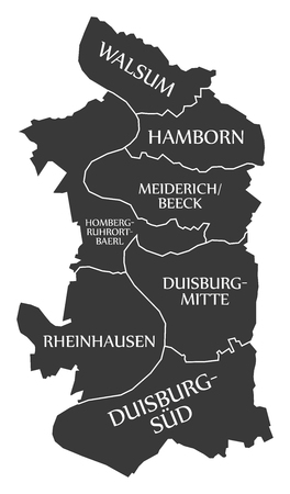 Duisburg city map Germany DE labelled black illustrationのイラスト素材