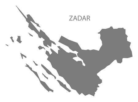 Zadar Croatia county map grey illustration silhouette shapeのイラスト素材