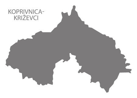 Koprivnica-Krizevci Croatia county map grey illustration silhouette shapeのイラスト素材