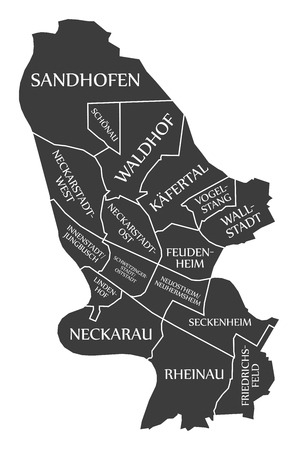 Mannheim city map Germany DE labelled black illustrationのイラスト素材