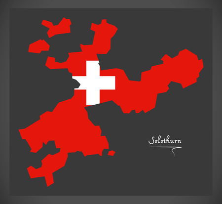 Solothurn map of Switzerland with Swiss national flag.のイラスト素材