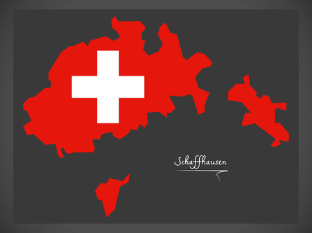 Schaffhausen map of Switzerland with Swiss national flag illustration.のイラスト素材