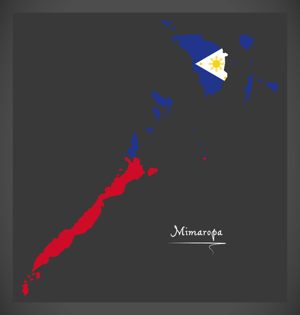 Mimaropa map of the Philippines with Philippine national flag illustrationのイラスト素材