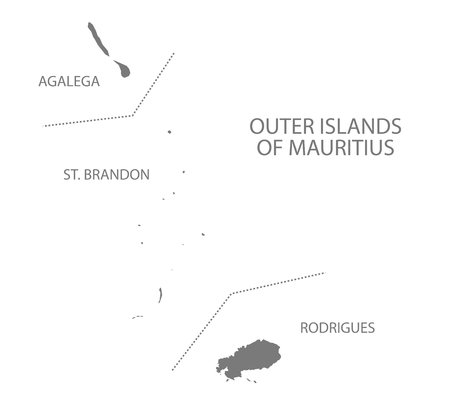 Outer Islands map of Mauritius grey illustration silhouette shapeのイラスト素材
