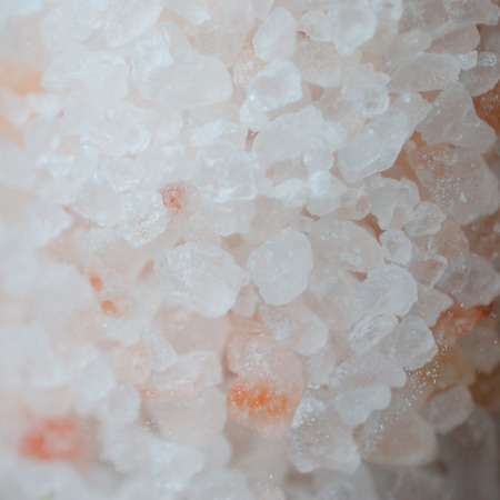 Himalayan salt crystals in a closeup view