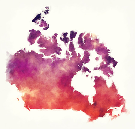 Canada watercolor map in front of a white backgroundの写真素材