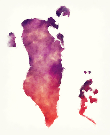 Bahrain watercolor map in front of a white backgroundの写真素材