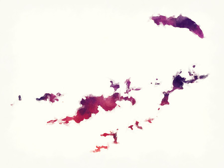 British Virgin Islands watercolor map in front of a white backgroundの写真素材