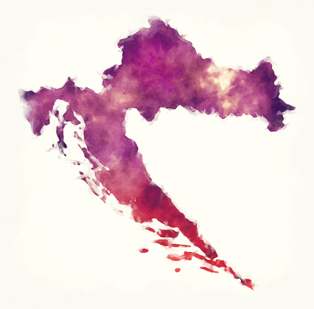 Croatia watercolor map in front of a white backgroundの写真素材