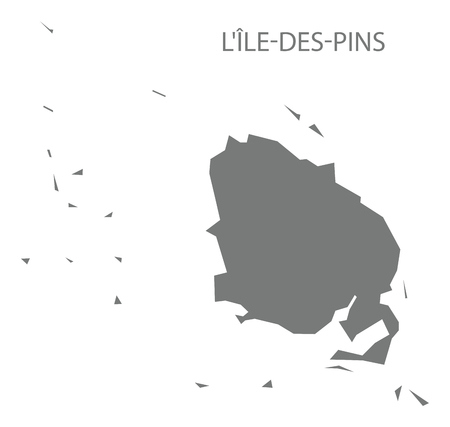 Lile-des-Pins map of New Caledonia grey illustration silhouette shapeのイラスト素材