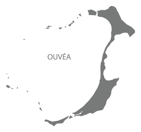 Ouvea map of New Caledonia grey illustration silhouette shapeのイラスト素材