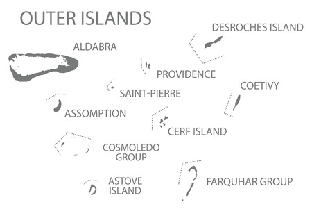 Outer Islands Seychelles Map grey illustration silhouetteのイラスト素材